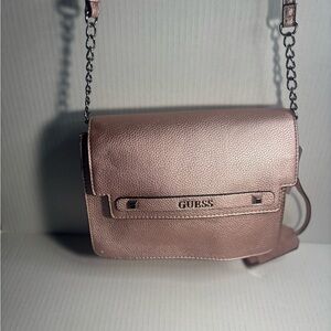 GUESS Pink Crossbody Bag with silver chain on strap